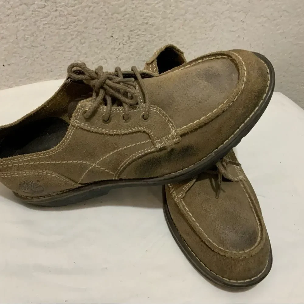 Timberland EarthKeepers 3311A Taupe Suede Moc Toe Loafers Oxfords Shoes Men's 8